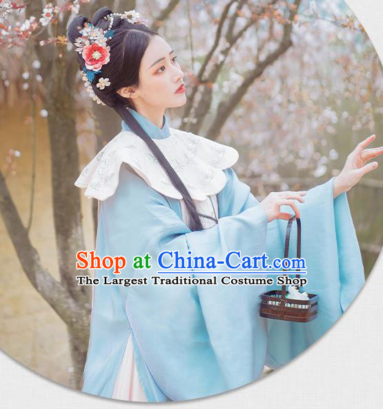 China Ancient Ming Dynasty Court Beauty Hanfu Dress Clothing Complete Set