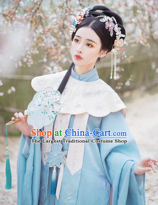 China Ancient Ming Dynasty Court Beauty Hanfu Dress Clothing Complete Set
