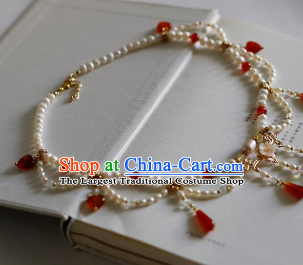 China Handmade Hanfu Necklet Jewelry Traditional Tang Dynasty Pearls Necklace Accessories