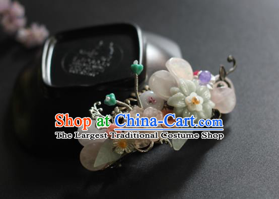 Chinese Handmade Hair Stick Traditional Ming Dynasty Princess Crystal Flowers Hair Claw