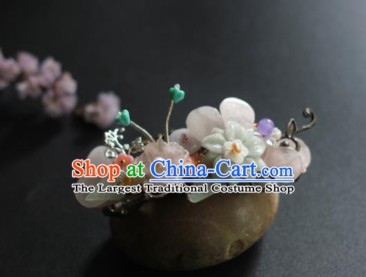 Chinese Handmade Hair Stick Traditional Ming Dynasty Princess Crystal Flowers Hair Claw