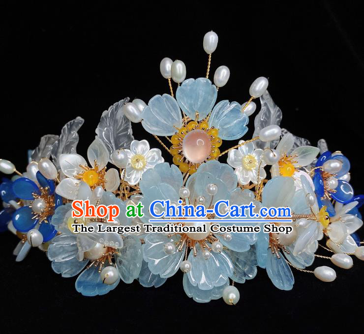 Chinese Handmade Wedding Hair Crown Traditional Song Dynasty Princess Hairpins Hair Accessories