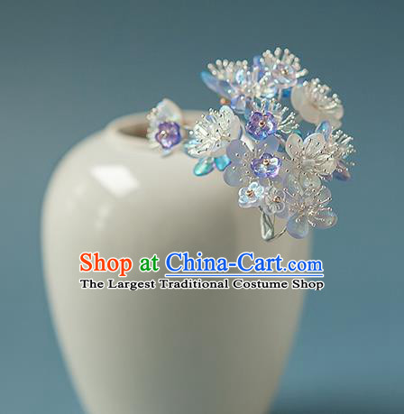 Chinese Handmade Lilac Flowers Hair Stick Traditional Ming Dynasty Hanfu Pear Blossom Hairpin