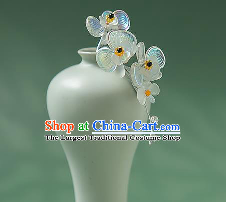 Chinese Handmade Crystal Hair Stick Traditional Ming Dynasty Hanfu Phalaenopsis Hairpin