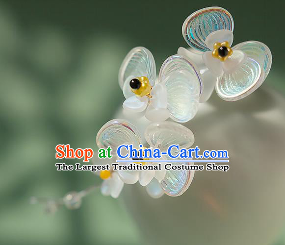 Chinese Handmade Crystal Hair Stick Traditional Ming Dynasty Hanfu Phalaenopsis Hairpin