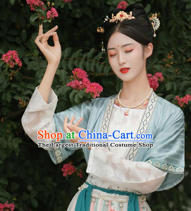 China Traditional Tang Dynasty Palace Lady Historical Costumes Ancient Court Maid Hanfu Dress Garment