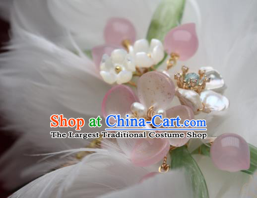 Chinese Handmade Shell Flowers Hair Stick Traditional Ancient Princess Pink Peach Blossom Hairpin