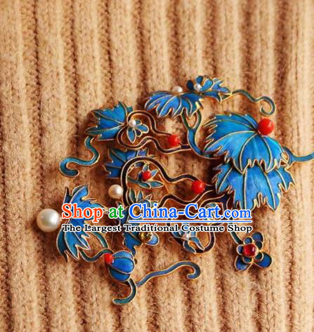 China Handmade Brooch Jewelry Traditional Qing Dynasty Grape Leaf Breastpin Accessories
