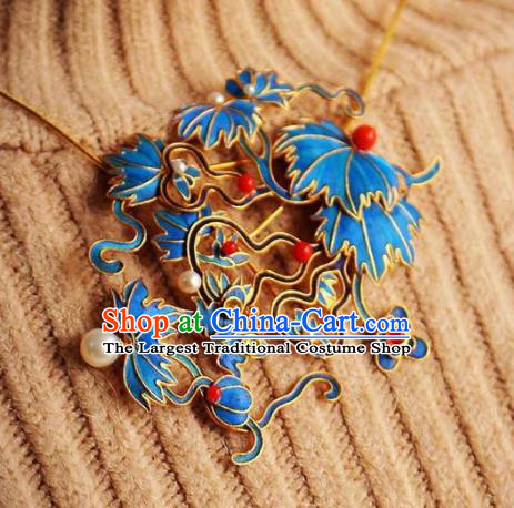 China Handmade Brooch Jewelry Traditional Qing Dynasty Grape Leaf Breastpin Accessories