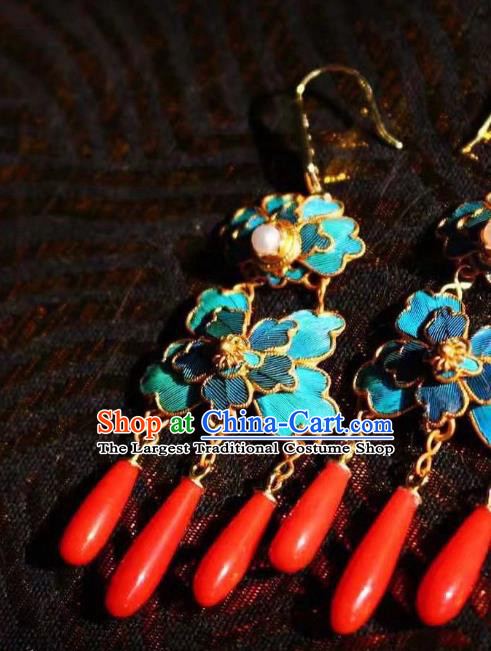 China Traditional Qing Dynasty Pearls Earrings Ancient Imperial Consort Ear Jewelry