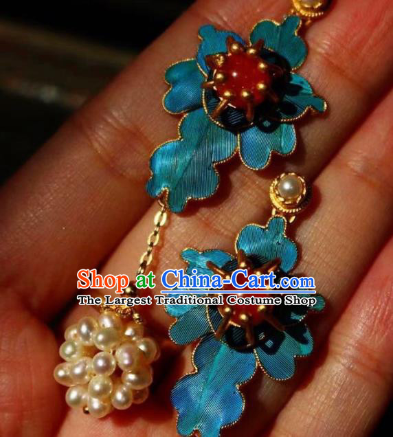 China Classical Pearls Ball Ear Jewelry Traditional Cheongsam Earrings