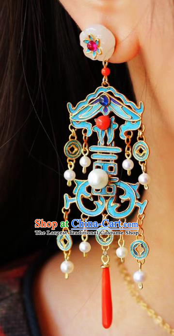 China Classical Wedding Ear Jewelry Traditional Cheongsam Jade Plum Blossom Earrings
