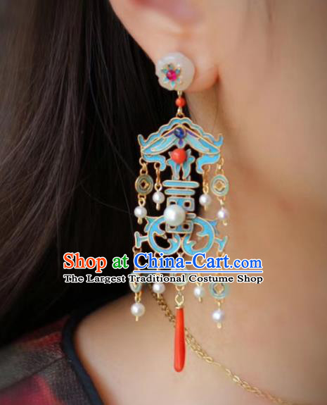 China Classical Wedding Ear Jewelry Traditional Cheongsam Jade Plum Blossom Earrings