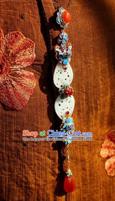 China Handmade Agate Brooch Jewelry Traditional Qing Dynasty Court Jade Pendant Accessories