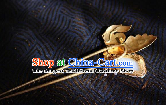 Chinese Handmade Garnet Hair Stick Traditional Ancient Qing Dynasty Cloisonne Butterfly Hairpin
