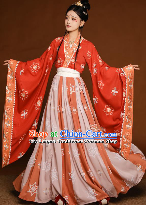 China Traditional Jin Dynasty Court Princess Historical Clothing Ancient Palace Beauty Hanfu Dress Costumes
