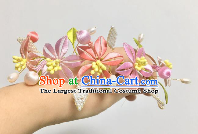 China Traditional Song Dynasty Flowers Hairpin Ancient Imperial Consort Peach Blossom Hair Crown