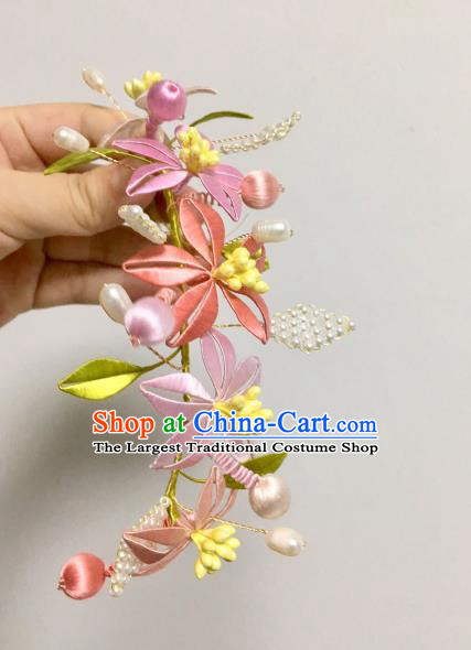 China Traditional Song Dynasty Flowers Hairpin Ancient Imperial Consort Peach Blossom Hair Crown