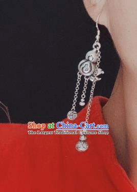 China National Tassel Earrings Traditional Cheongsam Silver Gourd Ear Accessories