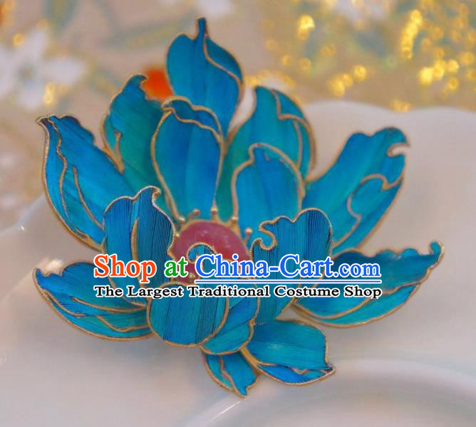 China Handmade Cloisonne Lotus Brooch Accessories Traditional Qing Dynasty Tourmaline Breastpin Jewelry