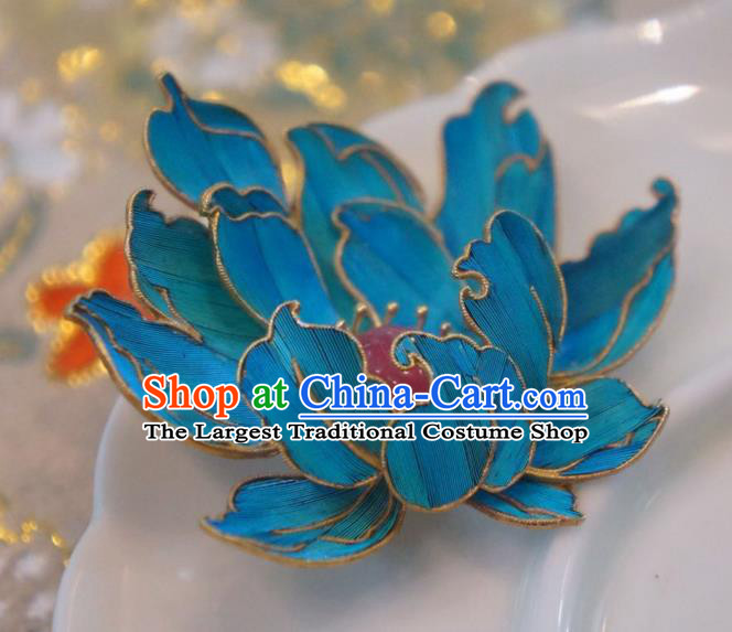China Handmade Cloisonne Lotus Brooch Accessories Traditional Qing Dynasty Tourmaline Breastpin Jewelry