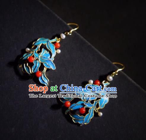Chinese Handmade Jewelry Ancient Qing Dynasty Court Ear Accessories Traditional Cloisonne Earrings