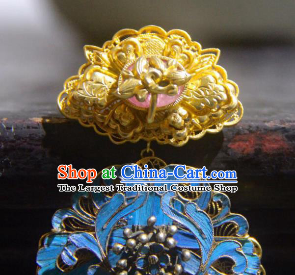 China Traditional Filigree Jewelry Necklace Accessories Qing Dynasty Cloisonne Peony Necklet Pendant