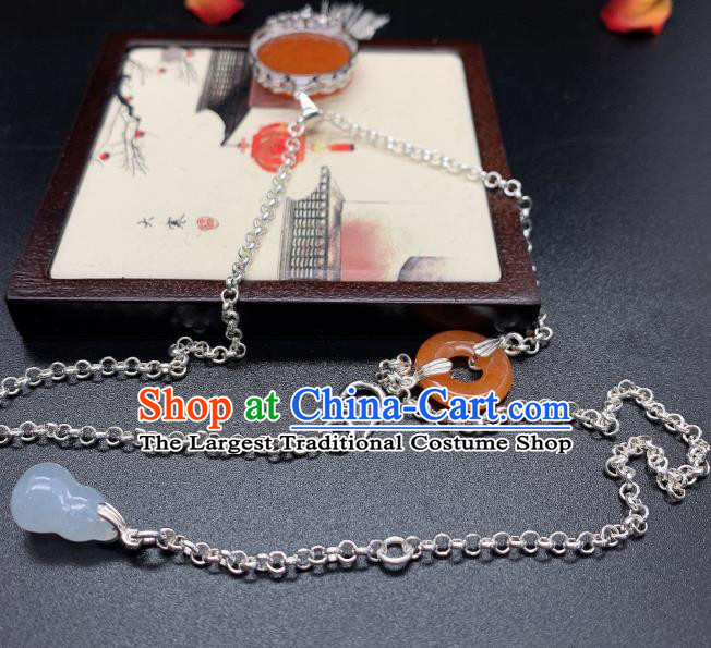 Handmade Chinese Silver Necklace Accessories National Agate Necklet Pendant