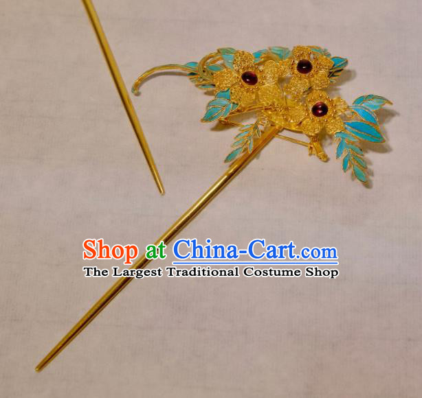 Chinese Traditional Hair Jewelry Ancient Ming Dynasty Empress Hairpin Filigree Flowers Hair Stick