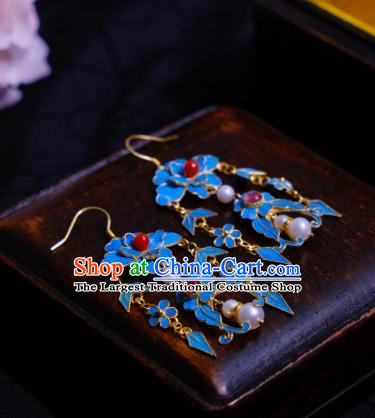 Chinese Cheongsam Tourmaline Ear Accessories Traditional Pearls Earrings Culture Jewelry