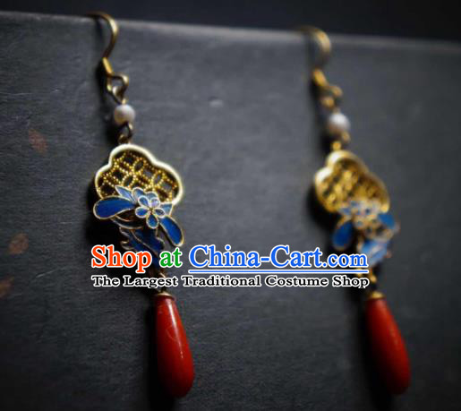 Chinese Cheongsam Filigree Ear Accessories Traditional Culture Jewelry Agate Earrings