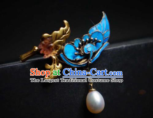 China Traditional Cheongsam Pearl Breastpin Jewelry Handmade Butterfly Brooch Accessories
