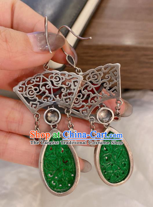 China Traditional Ear Accessories Classical Cheongsam Jadeite Earrings