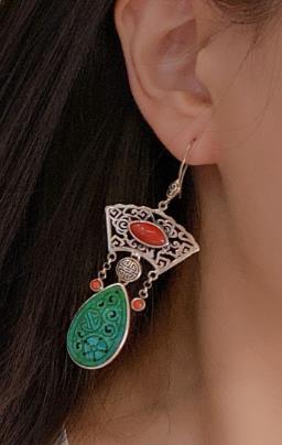 China Traditional Ear Accessories Classical Cheongsam Jadeite Earrings