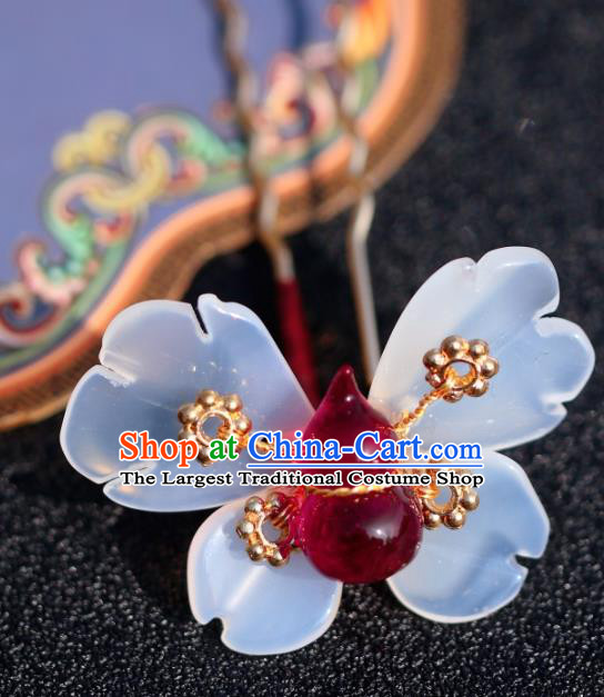 China Hanfu Agate Gourd Hair Stick Traditional Hair Accessories Classical Ming Dynasty Butterfly Hairpin