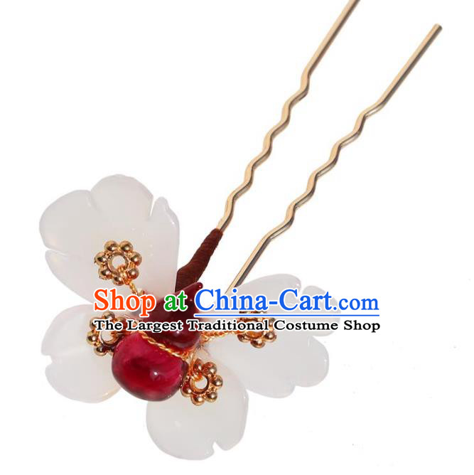 China Hanfu Agate Gourd Hair Stick Traditional Hair Accessories Classical Ming Dynasty Butterfly Hairpin