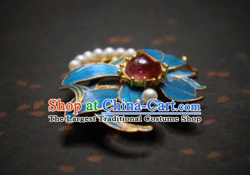 China Traditional Cheongsam Orchids Breastpin Jewelry Handmade Pearls Brooch Tourmaline Accessories