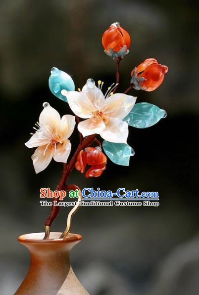China Traditional Ming Dynasty Hairpin Classical Hair Accessories Hanfu Peach Blossom Hair Stick