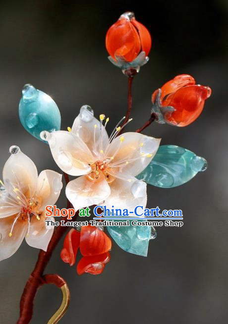 China Traditional Ming Dynasty Hairpin Classical Hair Accessories Hanfu Peach Blossom Hair Stick