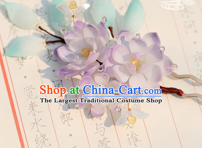 China Traditional Song Dynasty Princess Hairpin Classical Hair Accessories Hanfu Lilac Flowers Hair Stick