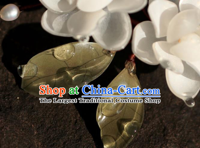 China Traditional Ming Dynasty Princess Hairpin Classical Hair Accessories Hanfu White Jasmine Flowers Hair Stick