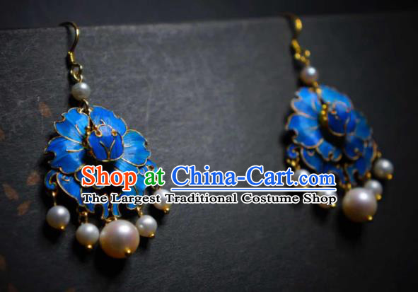 Handmade Chinese Qing Dynasty Court Earrings Cheongsam Ear Accessories Traditional Culture Jewelry