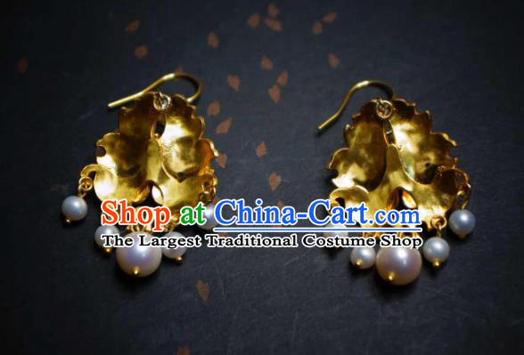 Handmade Chinese Qing Dynasty Court Earrings Cheongsam Ear Accessories Traditional Culture Jewelry