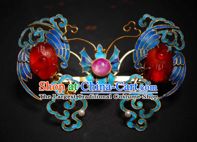 China Handmade Blueing Cranes Brooch Traditional Cheongsam Breastpin Jewelry Agate Accessories