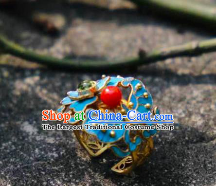China Handmade Butterfly Ring Traditional Cheongsam Circlet Jewelry Jadeite Accessories