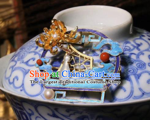 China Handmade Golden Chrysanthemum Brooch Traditional Cheongsam Breastpin Jewelry Cloisonne Accessories