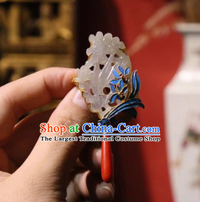 China Handmade Jade Brooch Traditional Cheongsam Breastpin Agate Accessories