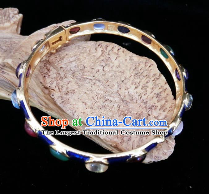 Handmade Chinese Wedding Cloisonne Bangle Accessories National Gems Bracelet