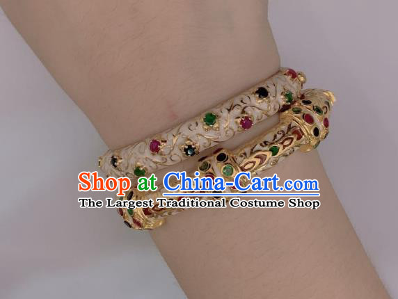 Handmade Chinese National Crystal Bracelet Enamel Gems Bangle Accessories