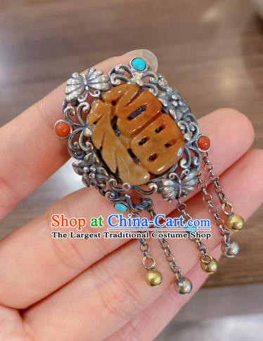 Chinese Handmade National Silver Circlet Wedding Jewelry Jadeite Finger Ring